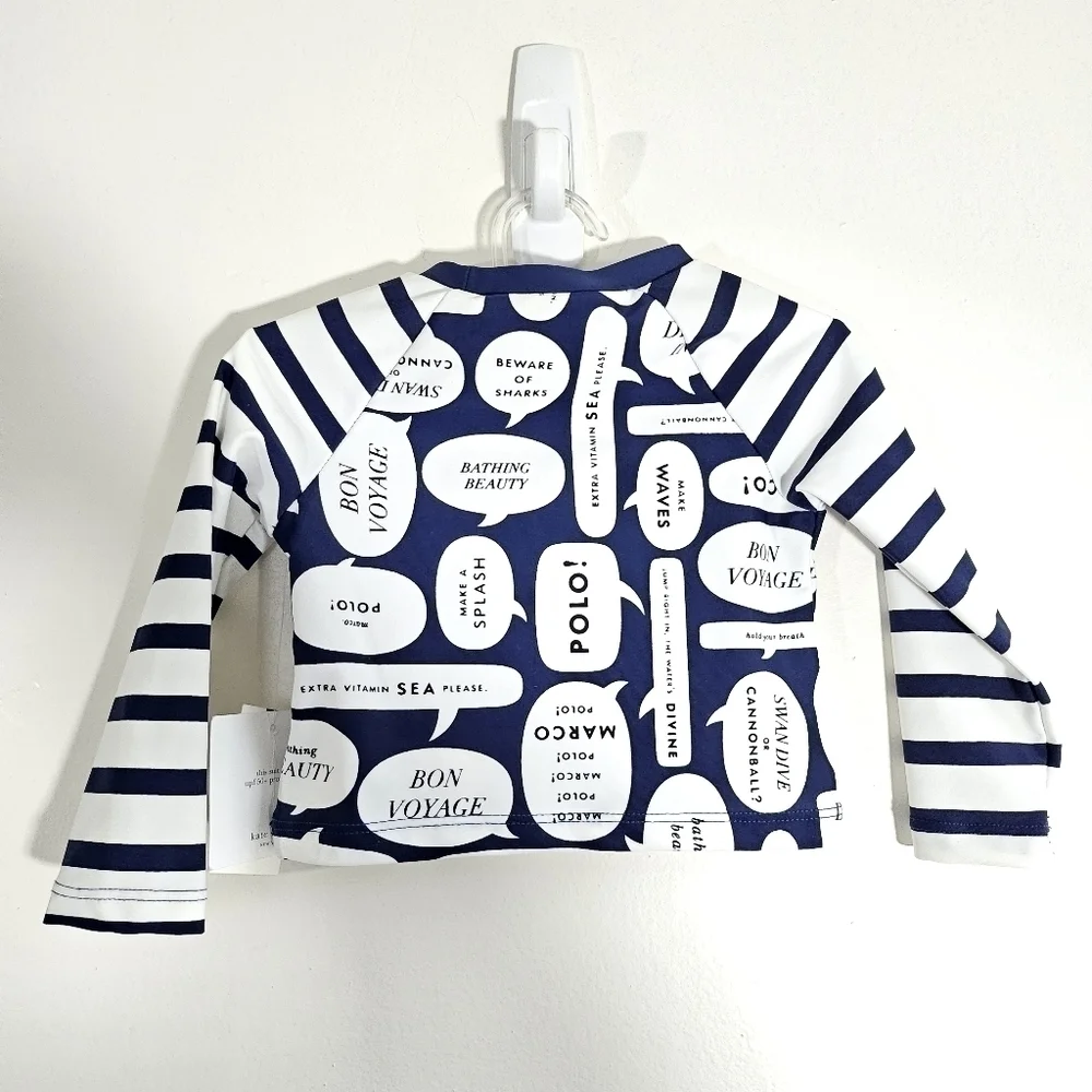 New Kate Spade New York Kids Speech Bubble-Print UPF 50+ Rash Guard NWT 12 Month